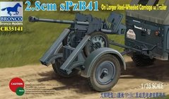 Збірна модель 1/35 гармата 2,8 см spzb 41 на великому сталевому колісному візку з прич