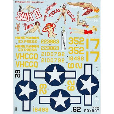 Decal 1/48 Douglas C-47 Skytrain/Dakota Pin-Up Nose Art No Technical Labels (Part 2) Foxbot 48-018A, In stock