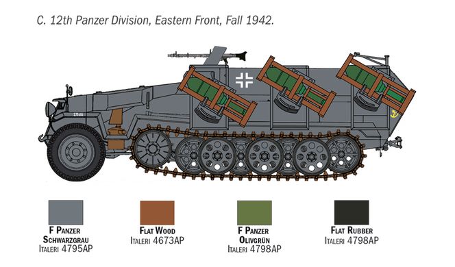 Збірна модель 1/72 бронетранспортер Sd. Kfz. 251/1 Wurfrahmen 40 Stuka zu Fuss Italeri 7080