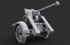 Assembled model 1/35 gun 2.8 cm spzb 41 on a large steel wheeled cart with