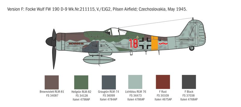 Сборная модель 1/72 истребитель FW 190 D-9 Italeri 1312