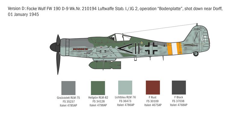 Сборная модель 1/72 истребитель FW 190 D-9 Italeri 1312