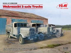 Prefab models 1/35 Wehrmacht 3-axle trucks (Henschel 33D1, Krupp L3H163, LG3000) ICM DS3