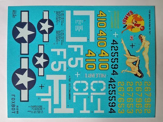 Декаль 1:32 для Lockheed P-38 Lightning - Pin-Up Nose Art Part I Foxbot 32-019
