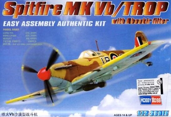 Збірна модель 1/72 літак Spitfire Mk Vb/Trop with Aboukir Filter Easy Assembly HobbyBoss 80214