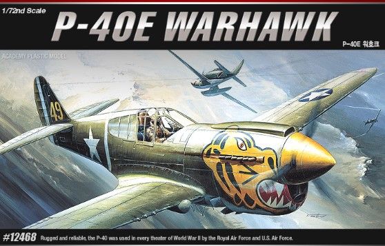 Assembled model 1/72 aircraft P-40E Warhawk Academy 12468