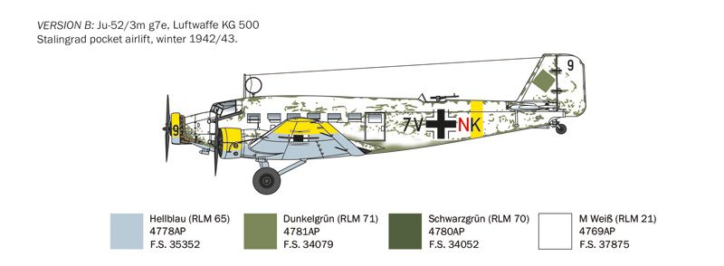 Збірна модель 1/72 літак Junker Ju-52/3m Italeri 0102