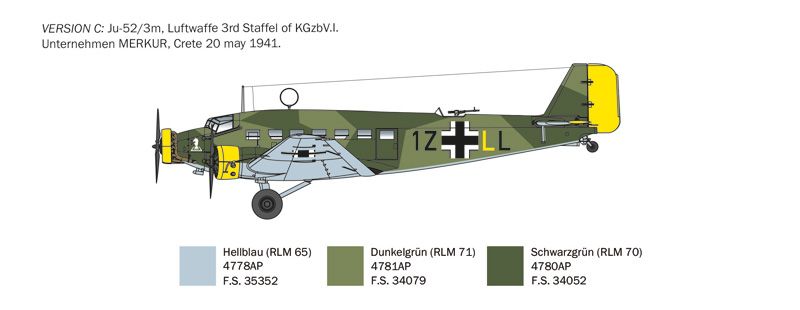 Збірна модель 1/72 літак Junker Ju-52/3m Italeri 0102