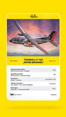Prefab model 1/72 transport plane Transall C-160 "Retro Brummel" Heller 80358