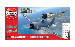 Assembled model 1/72 planes Grumman F4F-4 Wildcat & Mitsubishi Zero Dogfight Doubles Airfix A50184