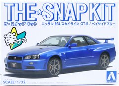 Збірна модель 1/32 автомобіль The Snap Kit Nissan R34 Skyline GT-R / Bay Side Blue Aoshima 06250