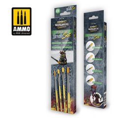 A set of brushes for land Ammo Wargaming Universe - Dry brush Land Brush Set Ammo Mig 7620