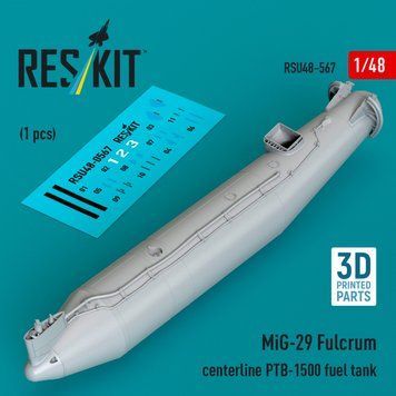 Масштабна модель 1:48 центральний підвісний паливний бак PTB-1500 для MiG-29 Fulcrum (1 шт.) (3D-друк) Reskit RSU48-0567