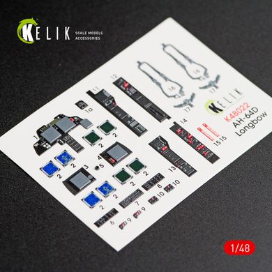 AH-64D "Apache longbow" interior 3D decals for Academy kit (1/48) Kelik K48022, In stock