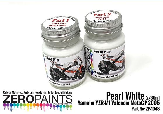 Набор красок Zero Paints Yamaha YZR-M1 Valencia MotoGP 2005 Pearl White, 2x30 мл