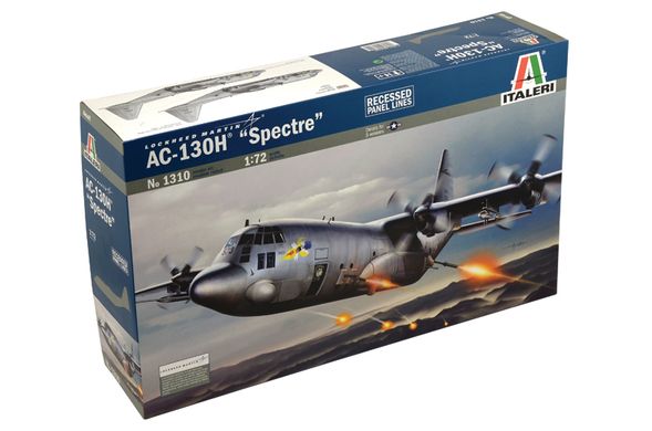 Assembled model 1/72 aircraft Lockheed Martin AC-130H "Spectre" Italeri 1310