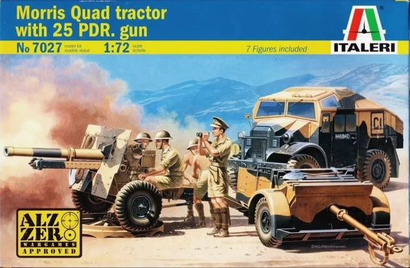 Сборная модель 1/72 артиллерийский расчет Morris quad tractor with 25 pdr.gun. Italeri 7027