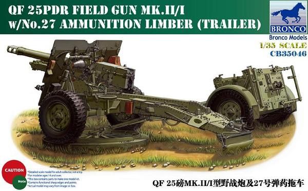Сборная модель 1/35 британская гаубица "QF 25 pdr Field Gun Mk. II/I" Bronco CB35046