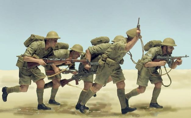 Figures 1:35 British Infantry in Action (North Africa 1941-1943). Battles in the Desert. Set of 2 MASTER BOX 3580