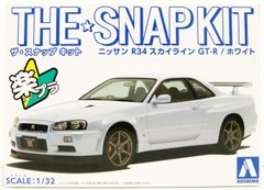Сборная модель 1/32 автомобиль The Snap Kit Nissan R34 Skyline GT-R / White Aoshima 06251