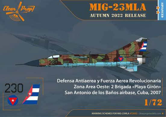Збірна модель 1/72 літак MiG-23 ML/MLA Flogger-G Clear Prop 72032