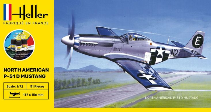 Prefab model 1/72 airplane Mustang P-51 - Starter kit Heller 56268