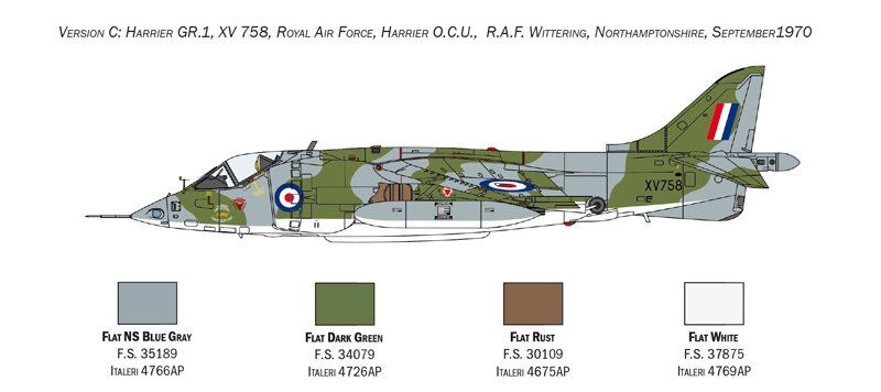 Збірна модель 1/72 літак Harrier GR 1 Transatlantic Air Race 50th Anniversary Italeri 1435