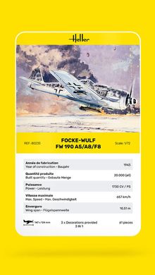 Prefab model 1/72 fighter-bomber Focke-Wulf FW 190 A5/A8/F8 Heller 80235
