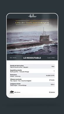 Сборная модель 1/400 подводная лодка Коллекция Historique U-Boot S/M Redoutable Heller 81075