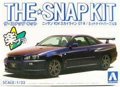 Сборная модель 1/32 автомобиль The Snap Kit Nissan R34 Skyline GT-R/Midnight Purple Aoshima 06252