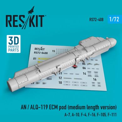 AN / ALQ-119 ECMpod Scale Model (Medium Length Version) (1/72) Reskit RS72-0408, Out of stock
