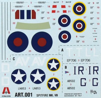 Набір для склеювання і фарбування моделі Британський винищувач Spitfire Mk. Vb. Italeri 71001