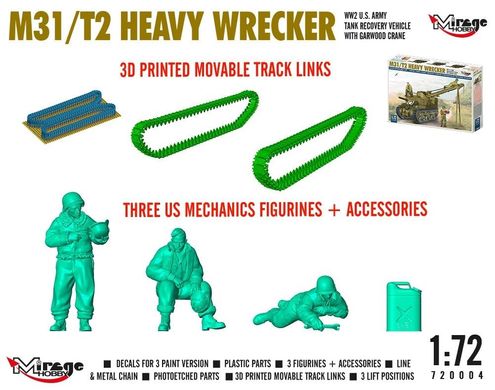 Сборная модель 1/72 эвакуационная машина армии США M31/T2 Heavy Wrecker Mirage Hobby 720004