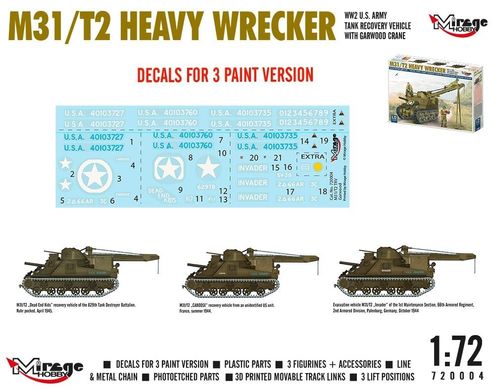 Сборная модель 1/72 эвакуационная машина армии США M31/T2 Heavy Wrecker Mirage Hobby 720004