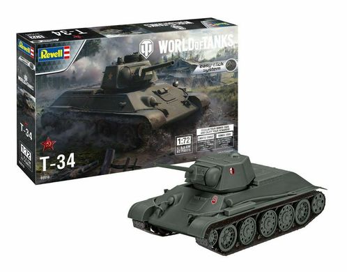 Assembled model 1/72 T-34 tank "Easy Click" World of Tanks without glue Revell 03510