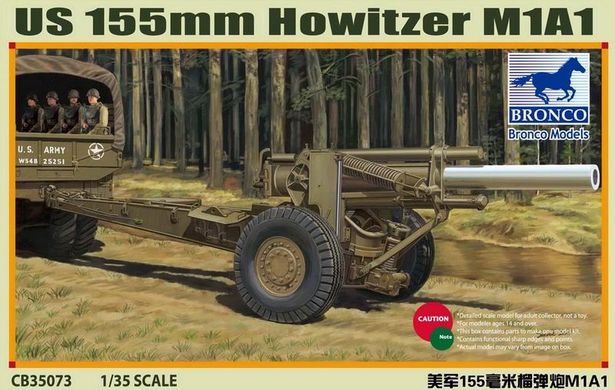 Prefab model 1/35 US gun M1A1 155mm Howitzer Bronco CB35073