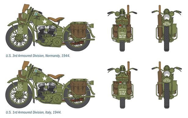 Сборная модель 1/35 мотоцикла U.S. Motorcycles D-Day Normandy 1944/2014 Italeri 0322