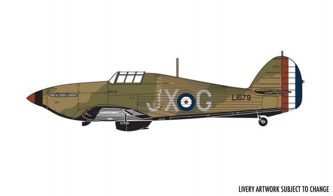 Assembled model 1/72 aircraft Hawker Hurricane Mk.I Airfix 01010A