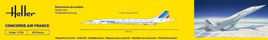 Prefab model 1/125 plane Concorde Air France - Starter kit Heller 56445