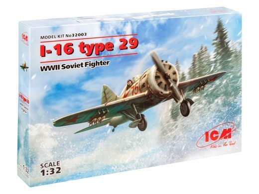 Сборная модель 1:32 самолет I-16 тип 29, Советский истребитель 2 Мировой войны ICM 32003