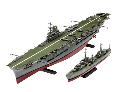 Assembled model aircraft carrier HMS Ark Royal + destroyer F75 Eskimo class Tribal Revell 05149