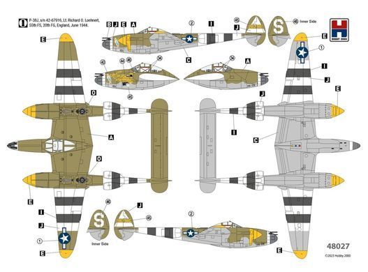 Сборная модель 1:48 самолет P-38J Lightning ETO 1944 Hobby 2000 48027