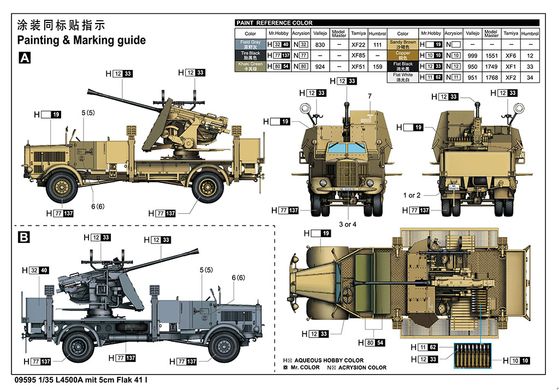 Сборная модель 1/35 бронеавтомобиля L4500A оснащена зенитной пушкой 5cmFlak41 I Trumpeter 09595.