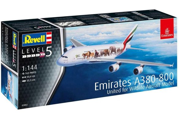 Prefab model 1/144 airplane Airbus A380 Emirates "Wild-Life" Revell 03882