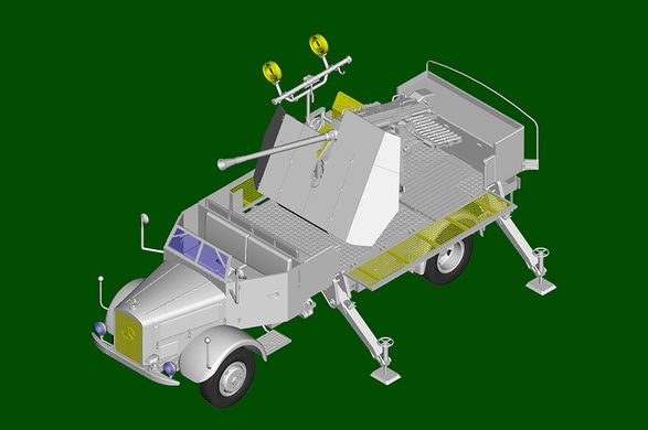 Сборная модель 1/35 бронеавтомобиля L4500A оснащена зенитной пушкой 5cmFlak41 I Trumpeter 09595.