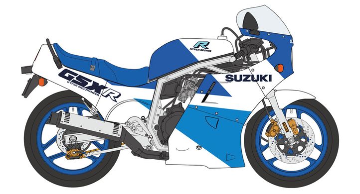 Сборная модель 1/12 мотоцикл Suzuki GSX-R750(H) (GR71G) "Blue/White Color" (1987) Hasegawa 21746