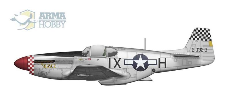 Збірна модель 1/72 гвинтовий літак P-51 B/C Mustang Expert Set Arma Hobby 70038