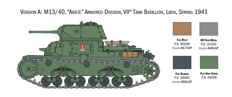 Сборная модель танка Italian Tanks/SEMOVENTI M13/40 - M14/41 - M40 - M41 1:56 Italeri 15768