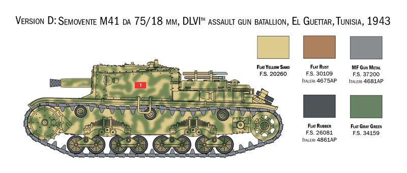 Сборная модель танка Italian Tanks/SEMOVENTI M13/40 - M14/41 - M40 - M41 1:56 Italeri 15768