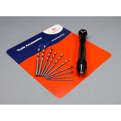 Mini hand drill + 10 drill bits from 0.3 mm to 3.2 mm Expo tools MF-18918